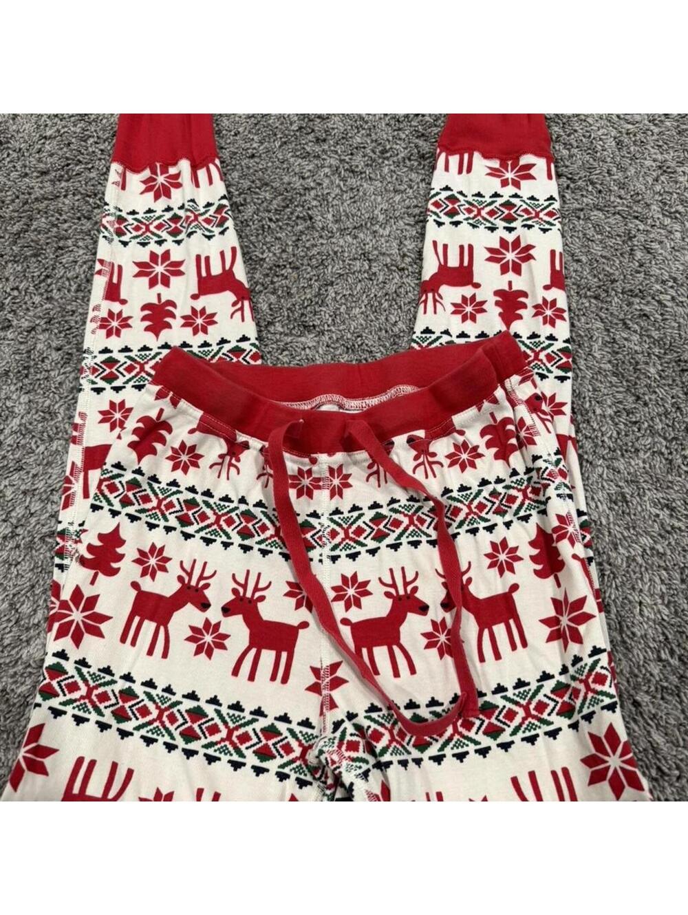 Hanna Andersson Red and White Reindeer Print Pajama Pants XS